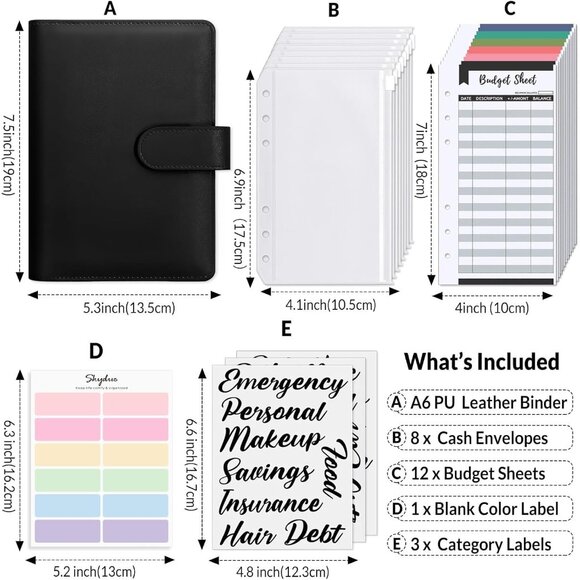 Budget Binder, Money Saving Binder with Zipper Envelopes, Cash Envelopes and Exp - Picture 3 of 6